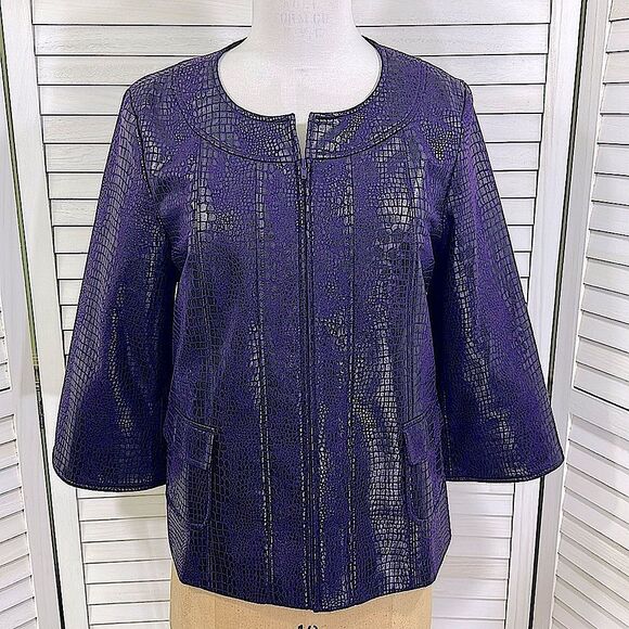 Susan Graver Jacket Size Large Embossed Faux Croc NWOT - Picture 2 of 12